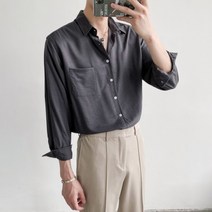 드롭 드레이프 긴소매 ZPZ 가을 청소년 반들반죽함 트렌드 남성 상의 와이셔츠 코트 2085952545