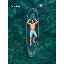 투명 카약 보트 패들 세트 여름 물놀이, C형 - 투명 더블 보트 + 노 1개 3.3m