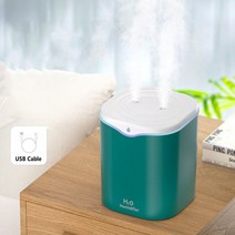 책상용가습기 소형 초음파 무중력 샤오미 USB 더블 스프레이 공기 가습기 2000 미리리터 데스크탑 아로마 테라피 에센셜 오일 디퓨저 큰 안개 볼륨 조용한, [01] Green
