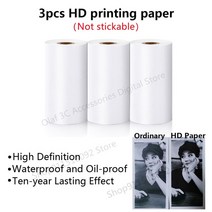 휴대용 미니 라벨 프린터 사진 열 접착 라벨 프린터 잉크리스 블루투스 포켓 미니 프린터 스티커 메이커, 27 3pcs HD White papers