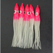 푸른바다피싱 야광 꼴뚜기루어 5.5cm 8cm 12cm 소형 대형 야광 꼴뚜기웜 꼴뚜기채비 5개입, 분홍고추장