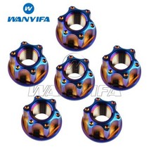 Wanyifa 티타늄 너트 M6M8M10M12M14M16 Torx 플랜지 육각 너트 오토바이 리어 액슬 6pcs, M10 1.5Pitch+Burnt blue