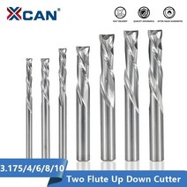 엔드밀 드릴밀 xcan 업 다운 커터 3.175456810mm 목공용 cnc 라우터 비트 2 플루트 카바이드 엔드 밀 목재 밀링 커터, 6.35x6.35x19.05x63