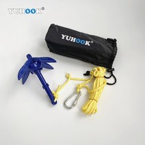 YUHOOK 알루미늄 닻 후크 고리 소형 미니 접이식 앵커 보트 선박 카약 카누, 알루미늄 앵커 세트 0.4KG