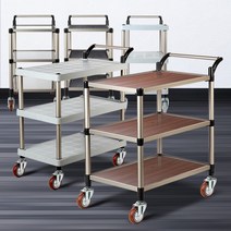 서빙카 이동식카트 다용도웨곤 트롤리 주방웨건 무빙, 플라스틱 대차녹색 3단 소 검정바퀴