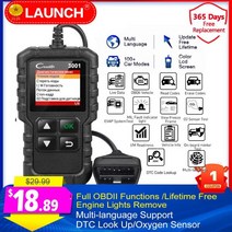 X431 CR3001 OBD 2 자동 스캐너 Creader ODB2 3001 코드 리더 PK ELM327 V1.5 OM123 실행, 한개옵션0