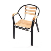 체어아울렛 야외용의자 알루미늄 야외 의자 실외의자 벤치 식탁의자, 12.알로아 우드 두줄-블랙