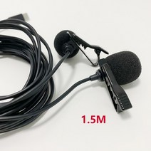 아이돌 마이크 Voxlink double lavalier lapel microfone usb type-c 인터페이스 헤드 xiaomi huawei android 스마트 폰용, 블랙 1.5m