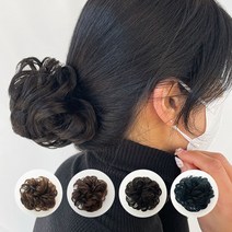 똥머리 가발 면접 승무원 머리 가채 곱창 당고머리 컬 끈 곱창 묵음 볼륨 혼주 머리 헤어 피스 붙임, 1컬머리-라이트브라운