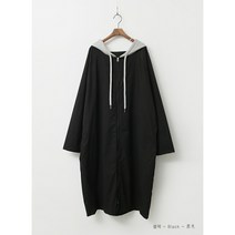 데일러뷰 국내산 후드배색 롱 집업 박스 루즈 홑겹 점퍼 여성 여자 봄 가을 바람막이