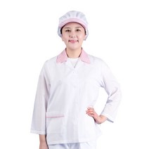 일음쇼핑^^mb06 EC09 핑크줄카라 얇은위생복 긴팔(상의) 조리사가운 요리사 주방유니폼 조리 업소용 위생 사옷일medi^^, ab^^선택있슴55