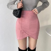바보사랑 여자 언발 튤립치마 스웨이드 슬림핏 절개 미니스커트.옷자락(무료배송)