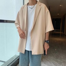 남자 여름 아우터 반팔 블레이저 7부 마이 자켓 남성 오피스룩 가을 시원한 오버핏 하객룩 정장