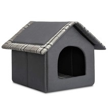 Hollypet Cozy Pet Bed 따뜻한 동굴 둥지 수면 침대 강아지 집 고양이 및 소형견용 그레이, Gray