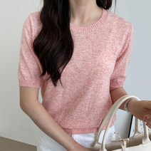 부드러운 보카시 파스텔 여자 라운드 반팔 니트 18색