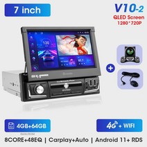 차량 안드로이드 올인원 Srnubi 범용 자동차 라디오 IPS 개폐식 스크린 GPS 내비게이션 카플레이 멀티미디어 비디오 플레이어 스테레오 11 1 Din 7 인치, CHINA_V10-2-MIC-Camera