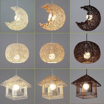 라탄전등갓 라탄 조명 등 원목 우드 식탁, 볼 아이보리