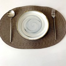 아스테이지 테이블매트 실리콘식탁매트키친크로스패키지: 4 pp 단열 미끄럼 방지 플레이스 매트 식탁 그릇, 02 6PCS_01 타원형, 09 H