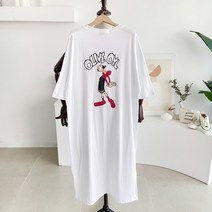 메이룸 올리브원피스콕 올리브 캐릭터 옆트임 오버핏 롱 원피스