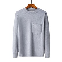 POMTOR 중년 및 노인 긴팔 티셔츠 남성 아버지 가을 코트 면화 세미 하이 칼라 바닥 셔츠 포켓 가을과 겨울 중년 남성 의류 + (물고기비늘 걸레 증정 이벤트)