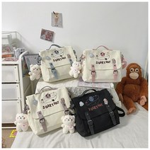 대용량 학생 삼계 상큼한 문예 메신져백 외출용 캔버스 컬러 30*25*11cm