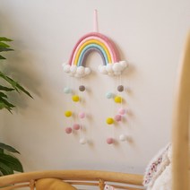 헤븐센스 레인보우 마크라메 벽장식 아기 모빌, 05.레인보우 드롭 핑크