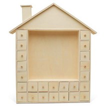 Wooden Advent Calendar Empty DIY-Pre Assembled Empty Drawers Refillable Unfinished 16 Inch by 13 Inc, 1, Unfinished Wood