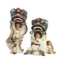 신성한조각상 예수그리스도 기독교 2 개대 현대 CREATIVE 도자기 WONG FEIHUNG LION DANCE 입상 동상 CRAFT 중국 장식 대 한 홈 R3253, 3.26cm and 21cm  다색