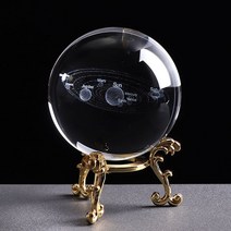 6cm 행성 모델 장식 크리스탈 공 데스크탑 선물 미니어처 공예 구체 기본 지우기 홈 3D 새겨진 태양계|Decorative Balls|, 1개, 단일 × Silver Metal Base × 1개