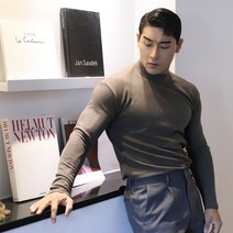 보스트핏 남자 머슬핏 슬립 반목 목폴라 니트 티셔츠 6color