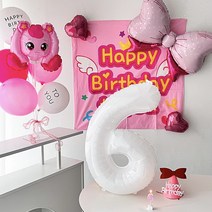 하피블리 산리오 캐릭터 풍선 아이 생일 파티 용품 세트, 티니핑, 프리미엄세트(숫자6)