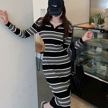 데일로엔 여성 단가라 카라넥 롱 니트 원피스