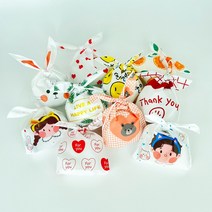 슬소생 어린이집 유치원 학교 생일 답례 선물 포장 사탕 간식 봉지 구디백 포장지 비닐봉투, 골고루 5장씩 50매