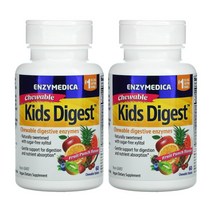 [2개] 엔자이메디카 키즈 어린이 다이제스트 소화 효소 60츄어블정 후르츠펀치맛 아밀레이스 말테이스 라이페이스 인버타아제 자일리톨 류신 아밀라아제 리파아제 락테이스 셀룰레이스