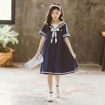 드레스 여름 키즈 학생 복장 아동복 십대 학교 선원 데일리웨어 6 9 12 yaer
