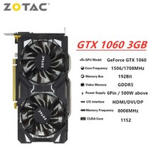 CPU 데스크탑 그래픽카드 Zotac 그래픽 카드 GTX 1650 1660 1060 1050Ti 6GB 1050 Ti 3GB 4GB 1660S 슈퍼 비디오 GPU PC 컴퓨터 게임, [07] Zotac 1060 3G