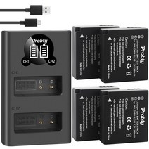배터리호환 PROBTY 카메라 BLG10 DMWBLE9 BPDC15 LCD 듀얼 충전기 파나소닉 LUMIX GF5 GF6 GX7 LX100 GX80 GX85, 4BatteryWithCharger
