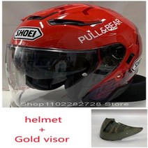 오토바이헬멧 신제품 오픈 페이스 쇼에이 J크루즈 II 마르케즈 6 오토바이 헬멧 모토 크로스 레이싱, Gold visor+M