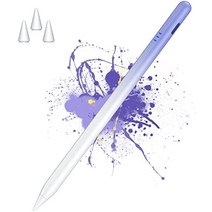 스타일러스 펜 미국 기울기 민감 및 자기 흡착 아이패드용( 2023) 아이폰 아이패드 10 9 8 Pro 11 12.9인치 Mini 6 5 Air 5 4 3(화이트 퍼플)-634012, 화이트 퍼플