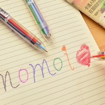 도매팜 하나의 볼펜으로 6색이 나오는 클립볼펜 필기볼펜 색깔볼펜, 3P