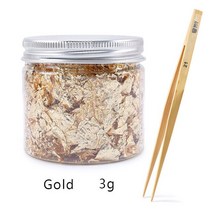 병에 담긴 모조 골드 실버 도금 플레이크 금속 호일 그림 예술 및 에폭시 수지 수제 공예 DIY, [16] Gold 3g set