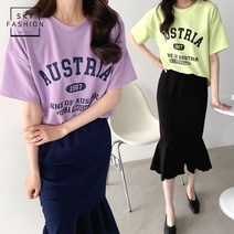 여성 반팔티셔츠 허리밴딩 프릴 롱스커트 세트 투피스 셋트 캐주얼 여름 반팔티 데일리웨어 이지웨어 머메이드 스커트