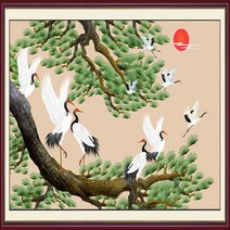 행운 풍경 학 인테리어 거실 사무실 큐빅 그림 만들기 비즈 보석십자수 재료 세트 diy, 70x110cm 전체 원형 큐빅