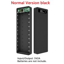 QC3.0 10 18650 휴대 보조베터리 케이스 DIY 쉘 키트 스마트 충전 배터리 보관함, [05] Normal Black