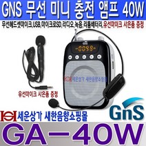 GNS GA-40W 지앤에스(GNS) 미니 충전식앰프 최대40W 무선헤드셋 마이크 USB TF카드 녹음 라디오 리튬배터리내장 강의 행사 가이드 제품홍보등 GA40W기가폰, GA-40W 무선기가폰