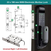 목문도어락 Tuya와이파이 스마트 도어 잠금 장치 Ttlock 블루투스 생체 인식 지문 디지털 암호 앱 카드 키리스 엔트리 전자, 22x190mm 8 Languages+Tuya WiFi