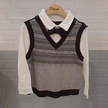 [치크]인천점 50% 쎄일 멋스런 남아 셔츠레이어드형 니트 조끼 셔츠~ ( 보타이 포함) CKKA2112B