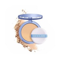 SACE LADY 오일 컨트롤 페이스 프레스드 파우더 매트 스무드 세팅 메이크업 워터프루프 롱 래스팅 피니싱 무결점 경량 코스메틱 크루얼티 프리 0.28온스, 02-NATURAL BEIGE