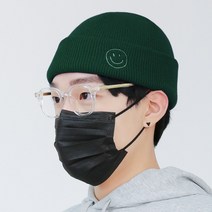 팸드님 골지 남녀공용 숏 비니 이모티콘 스마일 자수 모자
