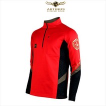 [아티누스] 절개배색 기모집업티셔츠 AT-579, 레드